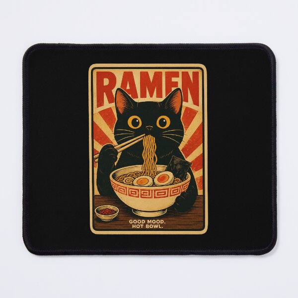Item preview, Retro Black Cat Ramen Poster with Warm Japanese Diner Vibes designed and sold by ferminhays.