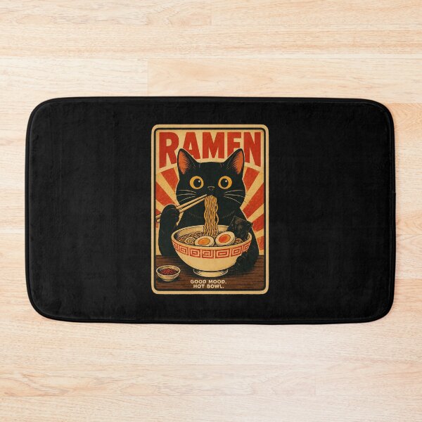 Item preview, Retro Black Cat Ramen Poster with Warm Japanese Diner Vibes designed and sold by ferminhays.
