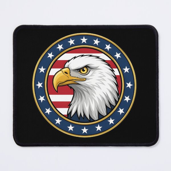 Item preview, Majestic Bald Eagle American Flag Badge – USA Patriotic Independence Day designed and sold by ZyxDes.