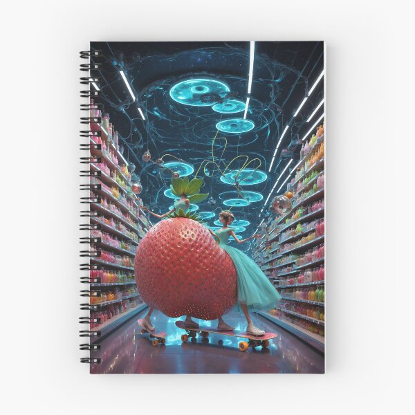 Item preview, Giant Strawberry Surreal Supermarket - Trippy Pop Art Print designed and sold by Mystral Art Studio.
