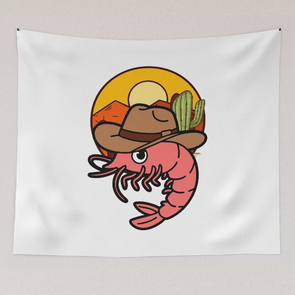 Item preview, Cowboy Shrimp Desert Sunset Kawaii Western designed and sold by yuki-hana.