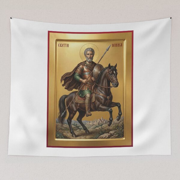 Item preview, Saint Menas the Great-Martyr,Sveti velikomucenik Mina orthodox icon 2 designed and sold by ikonesrb.