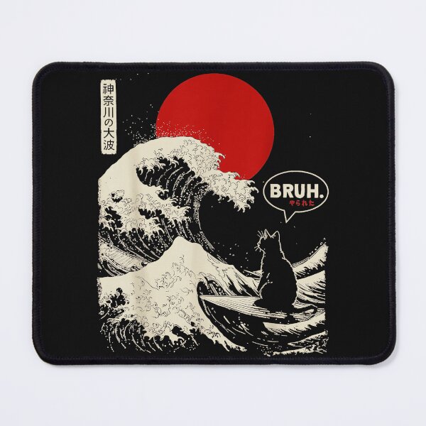 Item preview, Bruh Cat Great Wave Surfing Meme designed and sold by AmaXONIC.