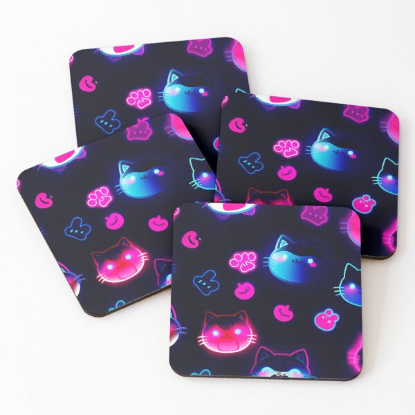 Item preview, Neon Cyber Kawaii Cat Pattern Aesthetic Design designed and sold by IMuDesigner.