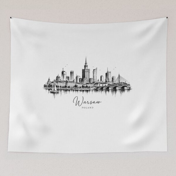 Item preview, Warsaw Poland City Skyline Sketch Architecture Art designed and sold by VintryOff.