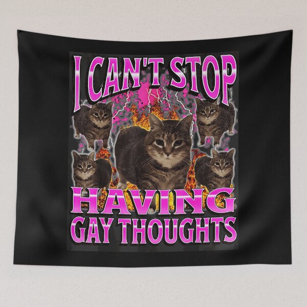 Item preview, I Can't Stop Having Gay Thoughts Queer Pride Cat Meme designed and sold by AmaXONIC.