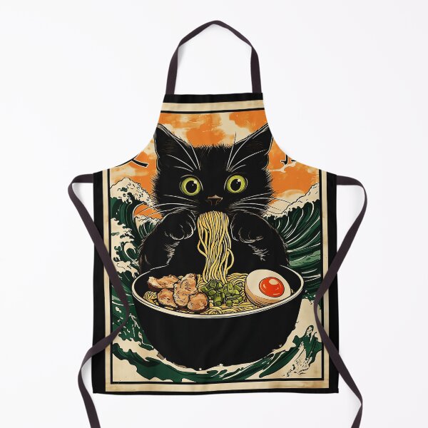 Item preview, Black Cat Eating Ramen Noodles Japanese Food Lover designed and sold by AmaXONIC.
