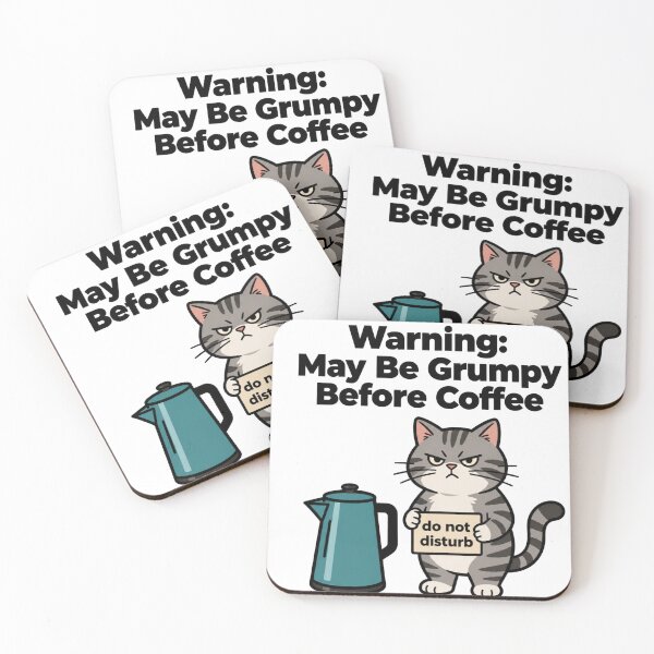 Item preview, Warning: May Be Grumpy Before Coffee Funny Cat Lover Design designed and sold by KP Creative Co.