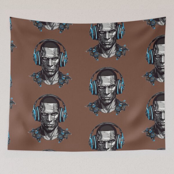 Item preview, Cyborg Wearing Headphones designed and sold by Magenta Merch.