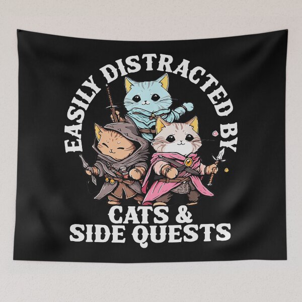 Item preview, Easily Distracted By Cats & Side Quests RPG Gamer Dungeons Dragons Player designed and sold by AmaXONIC.