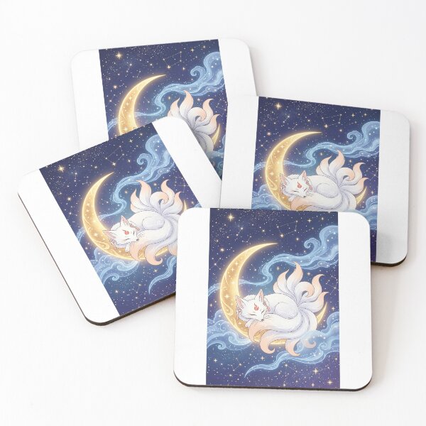 Item preview, Ethereal Yugen: Sleeping White Fox on Crescent Moon designed and sold by Hikariha Studio.