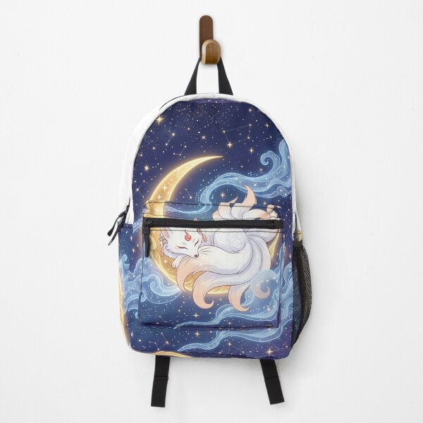 Item preview, Ethereal Yugen: Sleeping White Fox on Crescent Moon designed and sold by Hikariha Studio.