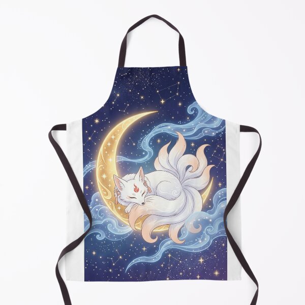 Item preview, Ethereal Yugen: Sleeping White Fox on Crescent Moon designed and sold by Hikariha Studio.