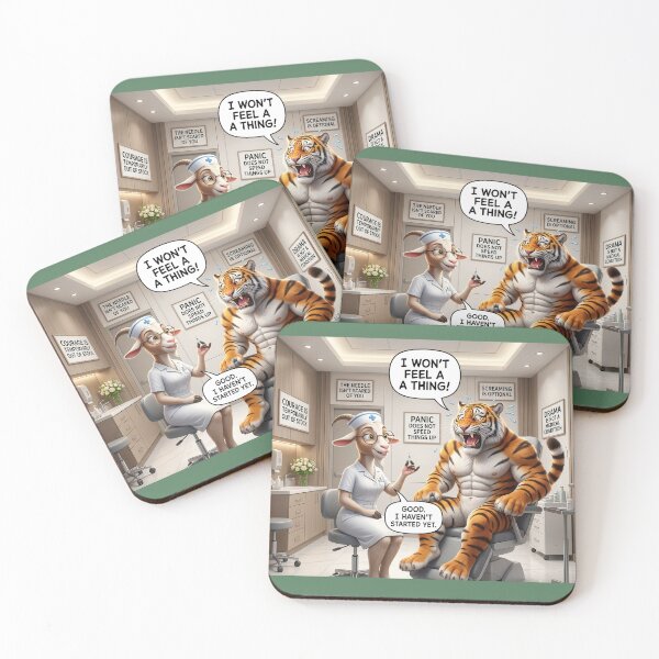 Item preview, Funny Tiger Nurse Goat Vaccine Injection Doctor Office Humor designed and sold by SoftAuraStudi0.