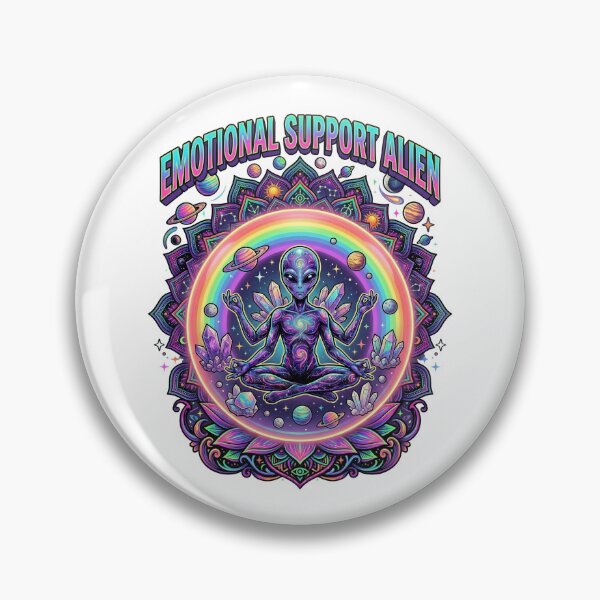 Item preview, Emotional Support Alien Psychedelic Rainbow Mandala Art designed and sold by Pride_Prints.