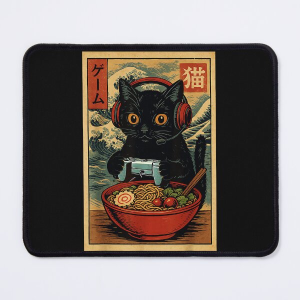 Item preview, Game Cat Gamer Japanese Ramen Noodle Feline designed and sold by AmaXONIC.