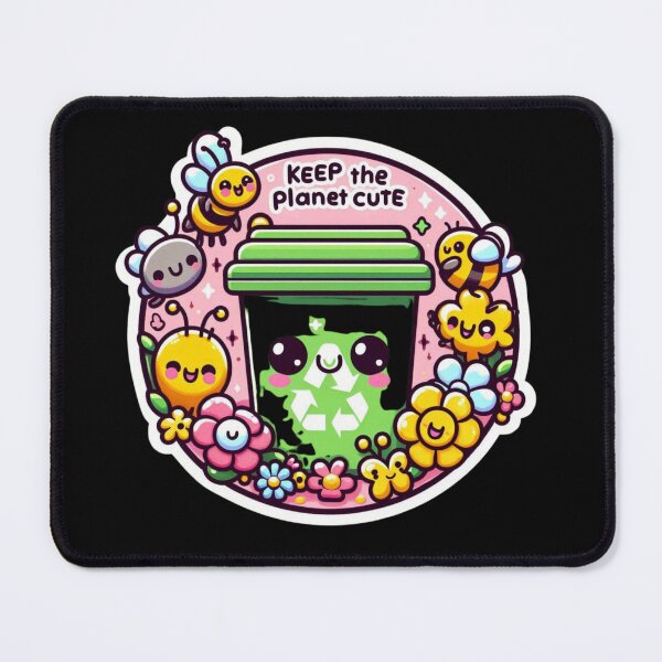 Item preview, Keep The Planet Cute-Kawaii Recycling Bin and Bees designed and sold by carestazafeli.