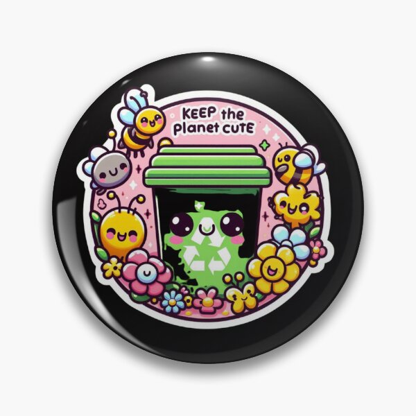 Item preview, Keep The Planet Cute-Kawaii Recycling Bin and Bees designed and sold by carestazafeli.