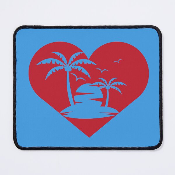 Item preview, Summer Sunset Palm Trees Heart Red Tropical Beach Silhouette designed and sold by SolutionsArt.