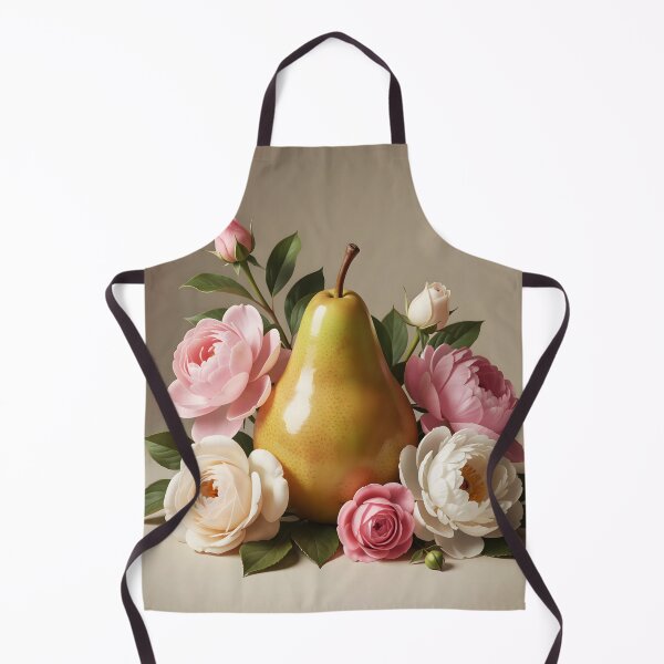 Item preview, Shiny Pear Still Life Among Peonies – Elegant Botanical Fruit Art designed and sold by EmeraldeaArt.