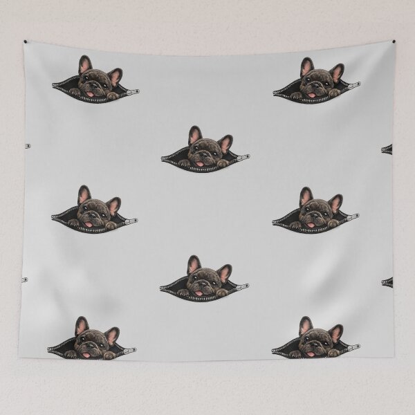 Item preview, Cute French Bulldog Peeking Through Zipper Frenchie Lover Design designed and sold by PoojaArtLab.