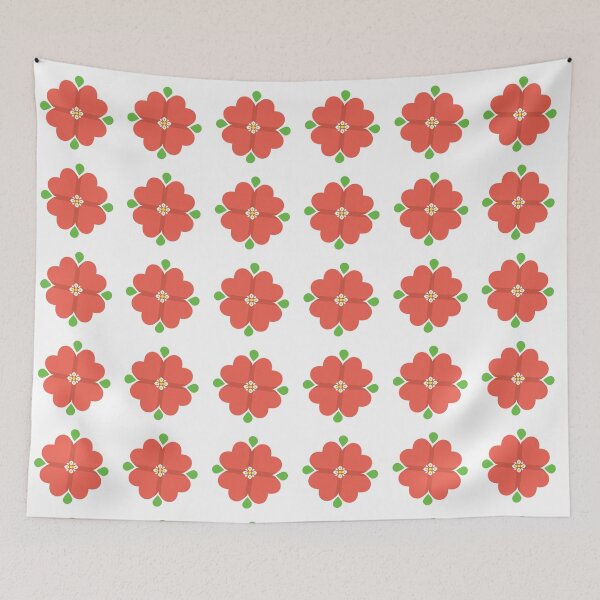 Item preview, Creative red flower with heart shaped petals and central floral element designed and sold by AjjimaJKM.