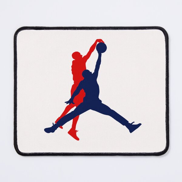Item preview, Air Jordan Jumpman blocked by Kobe Bryant - Logo Mashup Parody (blue and red) designed and sold by ZERO-MIND.
