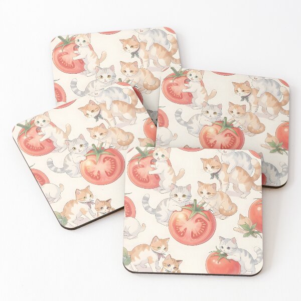 Item preview, Kittens and Tomatoes – Cute Pastel Cat Pattern Aesthetic Design designed and sold by EmeraldeaArt.