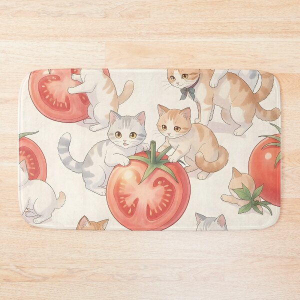 Item preview, Kittens and Tomatoes – Cute Pastel Cat Pattern Aesthetic Design designed and sold by EmeraldeaArt.