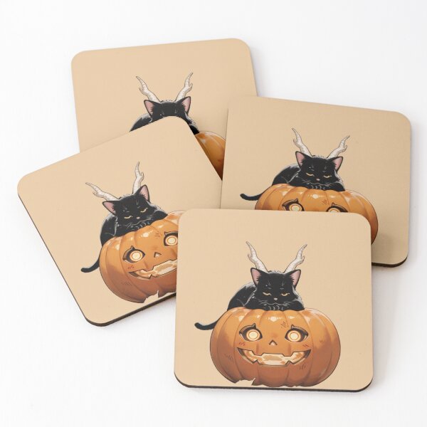 Item preview, Spooky Black Cat with Horns on Halloween Jack-o'-Lantern designed and sold by BLUESKY11a.