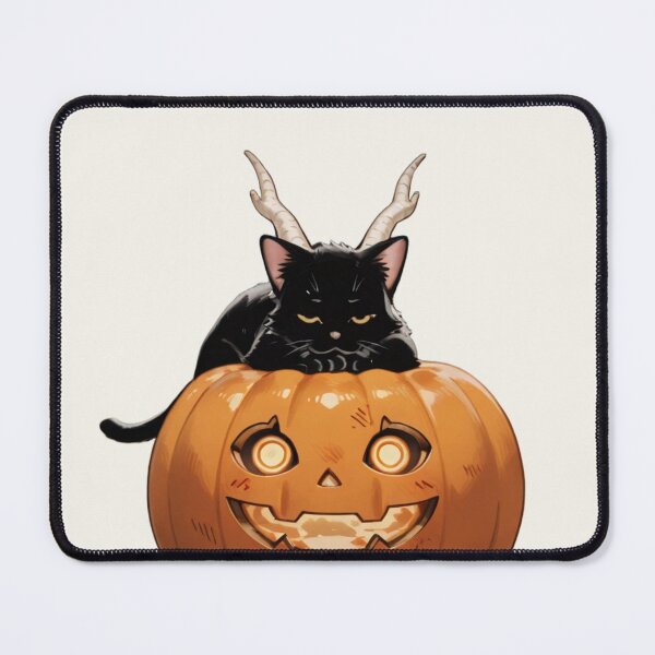 Item preview, Spooky Black Cat with Horns on Halloween Jack-o'-Lantern designed and sold by BLUESKY11a.