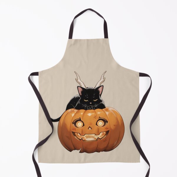 Item preview, Spooky Black Cat with Horns on Halloween Jack-o'-Lantern designed and sold by BLUESKY11a.