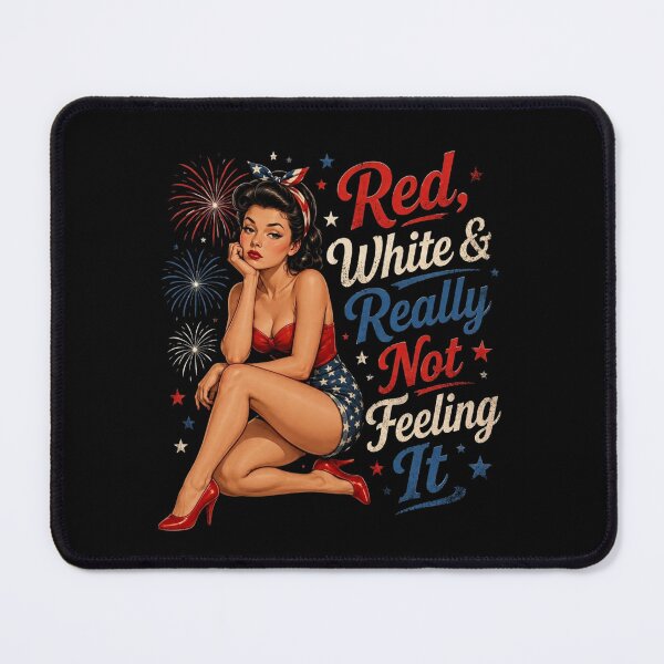 Item preview, Red, White & Really Not Feeling It – Bored Pinup Girl 4th of July Retro Design designed and sold by Heneket.