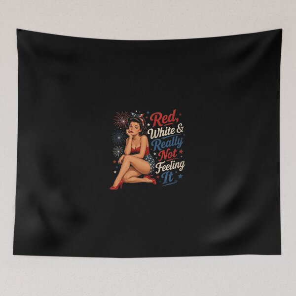 Item preview, Red, White & Really Not Feeling It – Bored Pinup Girl 4th of July Retro Design designed and sold by Heneket.