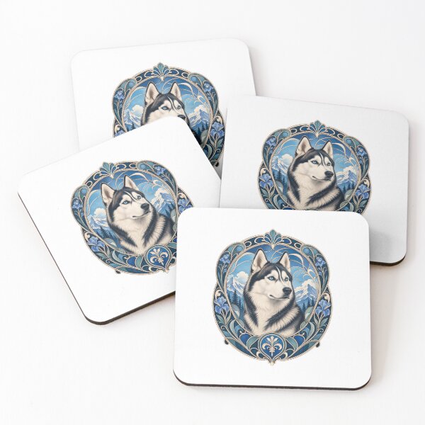 Item preview, Siberian Husky Art Nouveau Vintage Dog Portrait designed and sold by AntiqueImages.