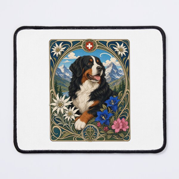 Item preview, Bernese Mountain Dog Art Nouveau Swiss Alps Berner designed and sold by AntiqueImages.