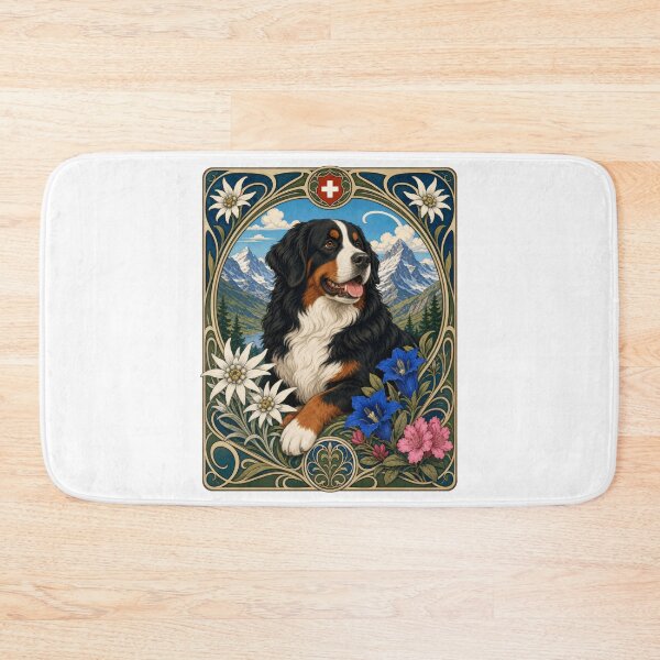 Item preview, Bernese Mountain Dog Art Nouveau Swiss Alps Berner designed and sold by AntiqueImages.