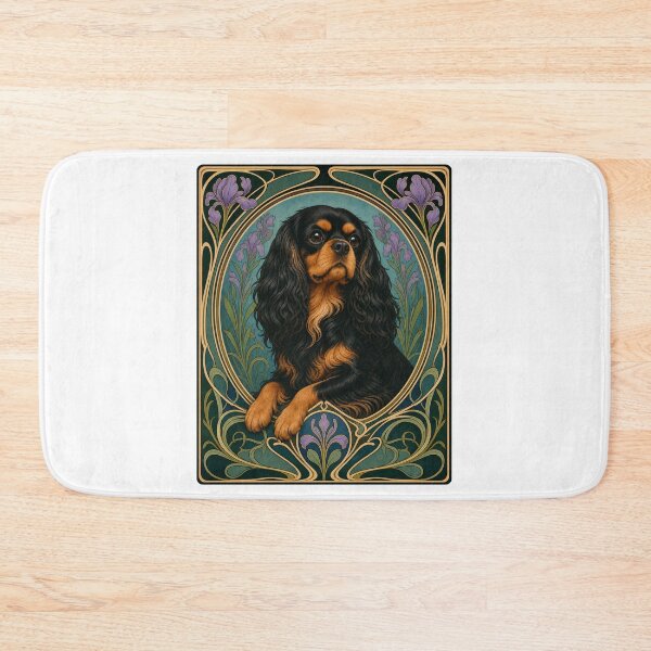 Item preview, Black Tan Cavalier King Charles Spaniel Art Nouveau designed and sold by AntiqueImages.