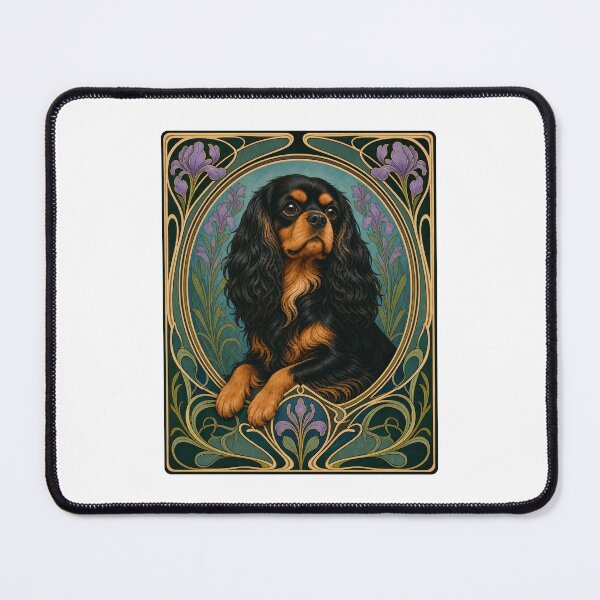 Item preview, Black Tan Cavalier King Charles Spaniel Art Nouveau designed and sold by AntiqueImages.