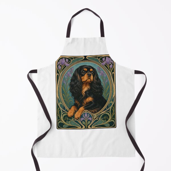 Item preview, Black Tan Cavalier King Charles Spaniel Art Nouveau designed and sold by AntiqueImages.