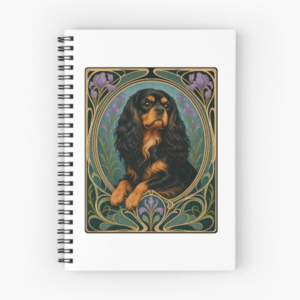 Item preview, Black Tan Cavalier King Charles Spaniel Art Nouveau designed and sold by AntiqueImages.