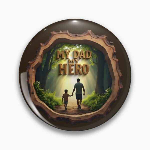 Artikelvorschau, Mein Papa, mein Held – 3D-Waldkunstwerk für Vater und Sohn – Geschenk zum Vatertag, Geburtstag für Papa, Naturmotiv aus Holzscheiben entworfen und verkauft von SideKickCreates.
