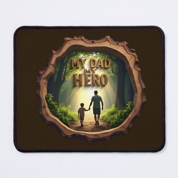 Item preview, My Dad My Hero 3D Father Son Forest Art – Father's Day Gift, Dad Birthday, Nature Wood Slice Design designed and sold by SideKickCreates.