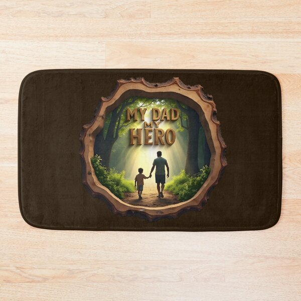 Item preview, My Dad My Hero 3D Father Son Forest Art – Father's Day Gift, Dad Birthday, Nature Wood Slice Design designed and sold by SideKickCreates.