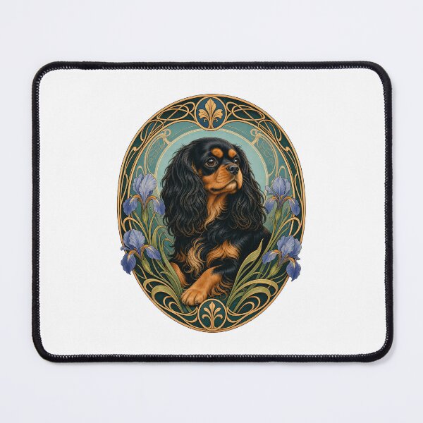 Item preview, Black Tan Cavalier King Charles Spaniel Art Nouveau designed and sold by AntiqueImages.