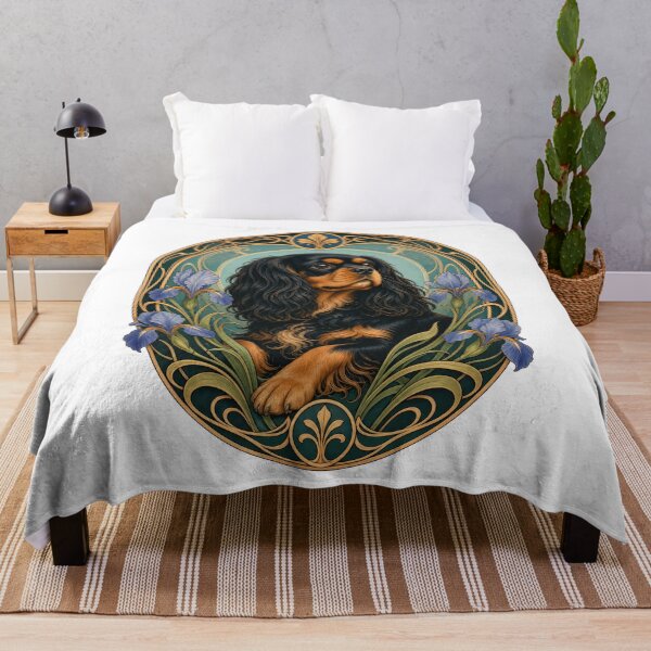 Item preview, Black Tan Cavalier King Charles Spaniel Art Nouveau designed and sold by AntiqueImages.