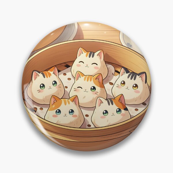 Item preview, Cat Dumplings in Bamboo Steamer – Cute Anime Style Asian Food Illustration designed and sold by EmeraldeaArt.