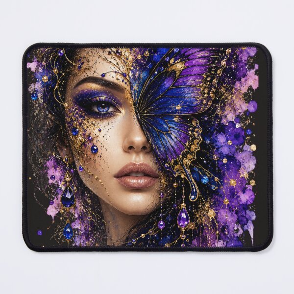 Item preview, Mystical Butterfly Woman Art | Purple Fantasy Portrait | Boho Goddess Aesthetic Design designed and sold by Ashes to Artistry.