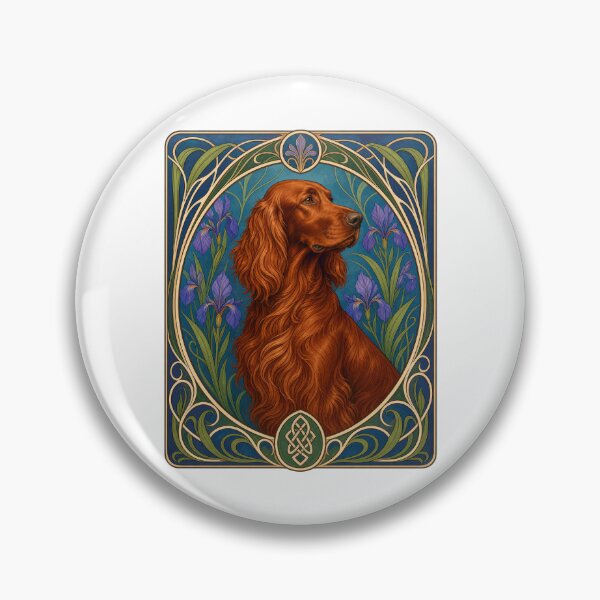 Item preview, Irish Setter Dog Art Nouveau Floral Vintage designed and sold by AntiqueImages.