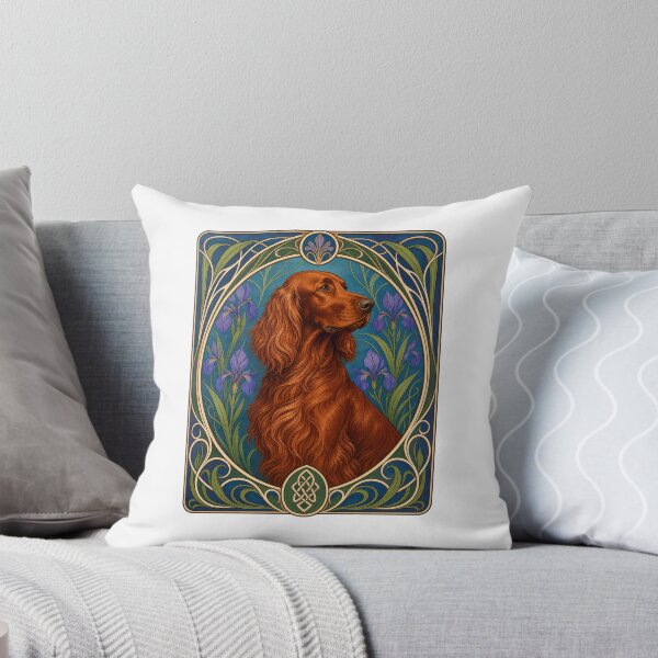 Item preview, Irish Setter Dog Art Nouveau Floral Vintage designed and sold by AntiqueImages.